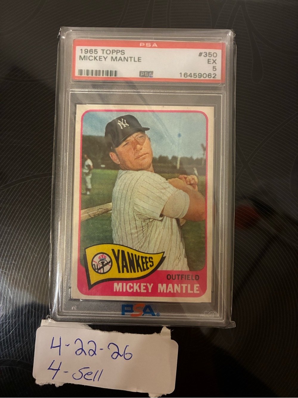 Topps Mickey Mantle Card with Pink Border and Blue PSA Logo